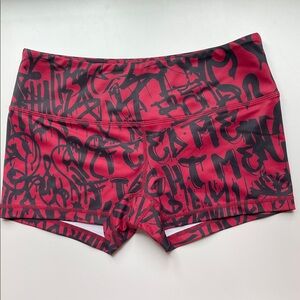 Feed Me Fight Me Red and Black Athletic Shorts